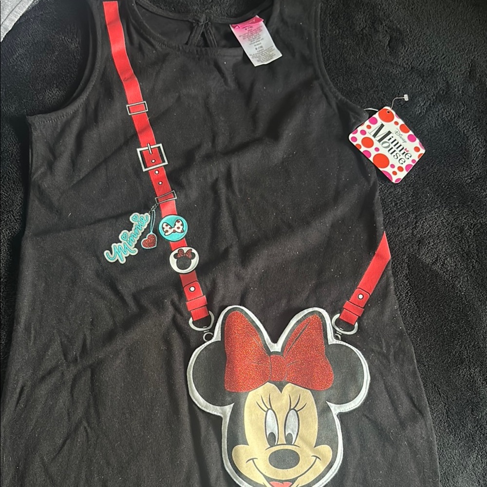 Disney Minnie Mouse Black Dress with Red Accents size 8